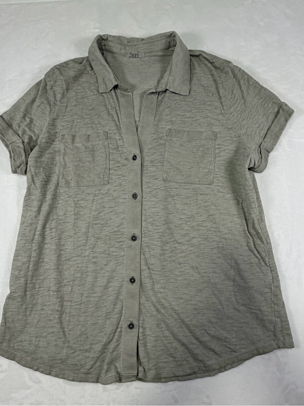 NIC+ZOE 100% cotton Short-Sleeve Button Front Shirt